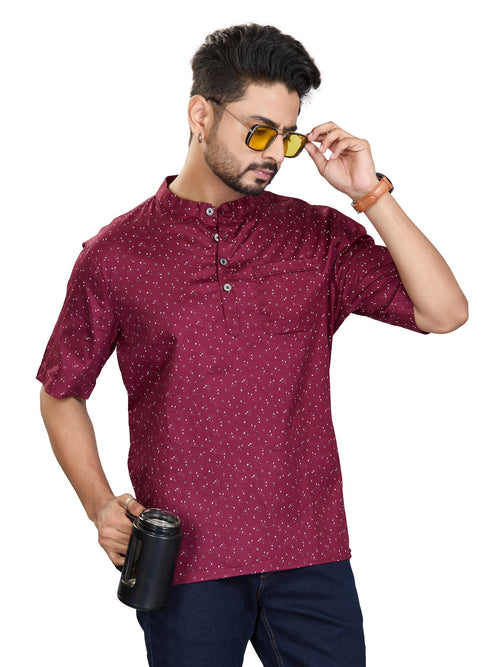 Bamboo Short Kurta Half Sleeves for Men - White | SHAVSPMAR3