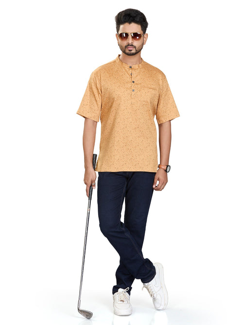 Bamboo Short Kurta Half Sleeves for Men - White | SHAVSPBE38