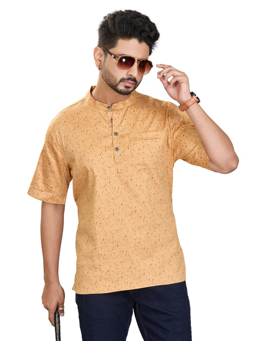 Bamboo Short Kurta Half Sleeves for Men - White | SHAVSPBE38