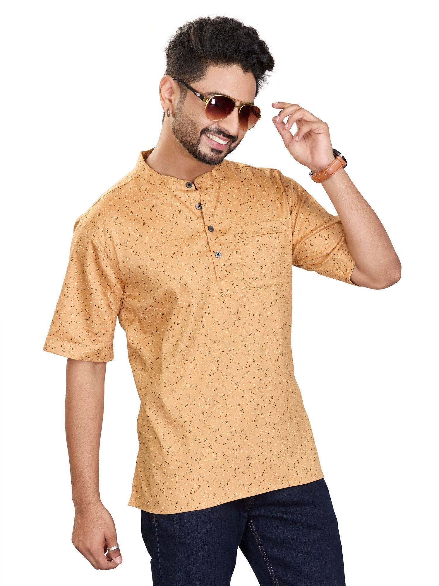 white Bamboo Floral Kurtas Short Kurta Half Sleeves | DesiQlo 2