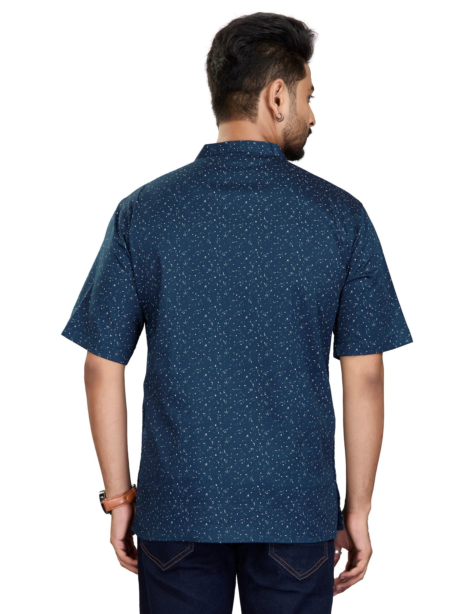 Satin Short Kurta Half Sleeves for Men - White | SHAVSPNAV3