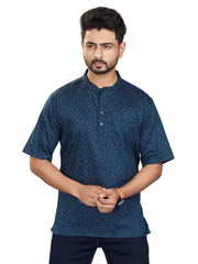 Satin Short Kurta for Men - White | SHAVSPNAV3