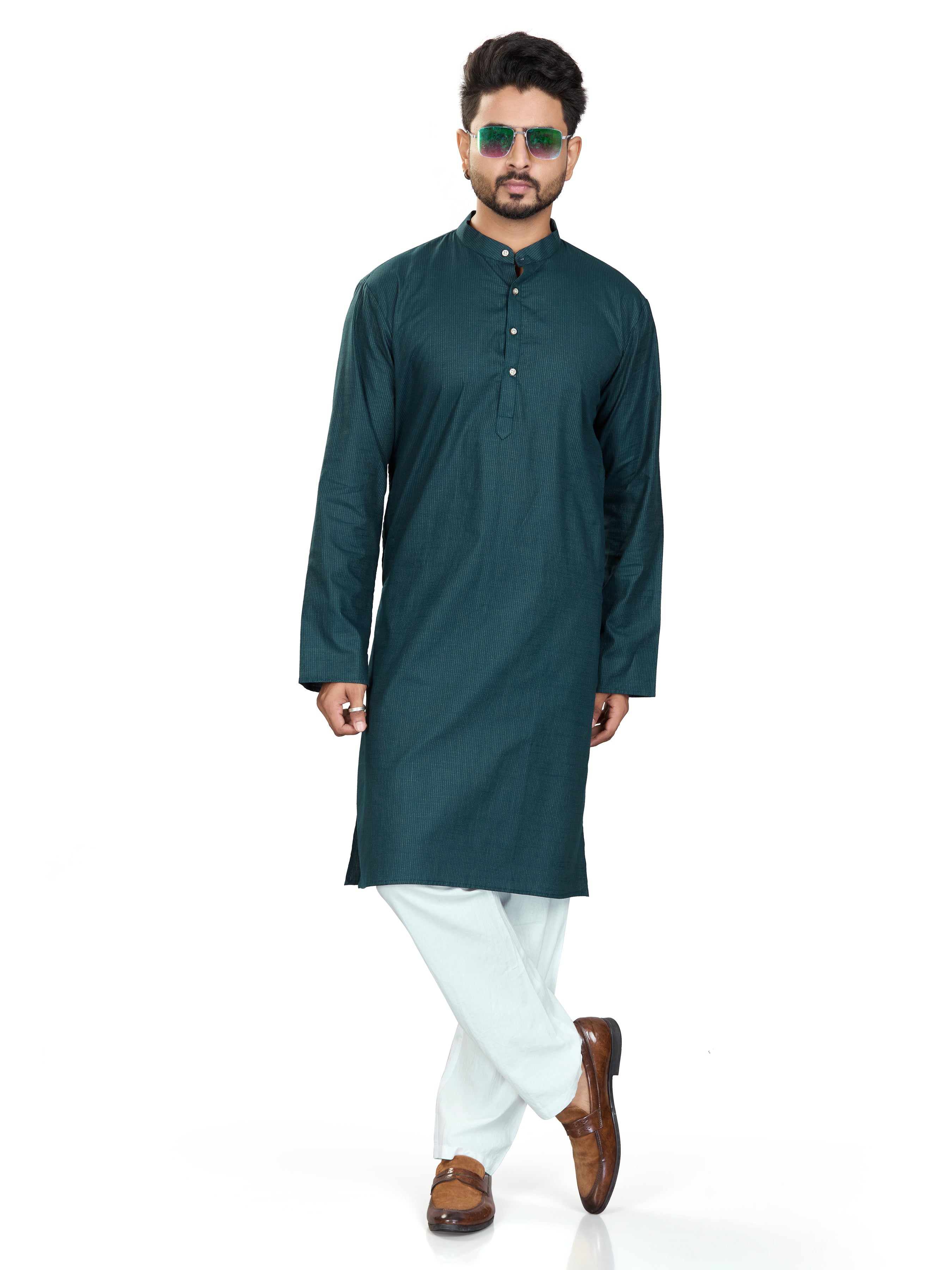 white Cotton Striped Indian Wear Kurta | DesiQlo