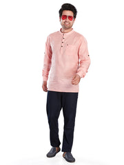 Cotton Short Kurta for Men - Pink | SKSRHSPIN3