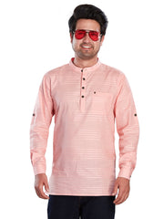 Cotton Short Kurta for Men - Pink | SKSRHSPIN3