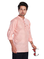 Cotton Short Kurta for Men - Pink | SKSRHSPIN3