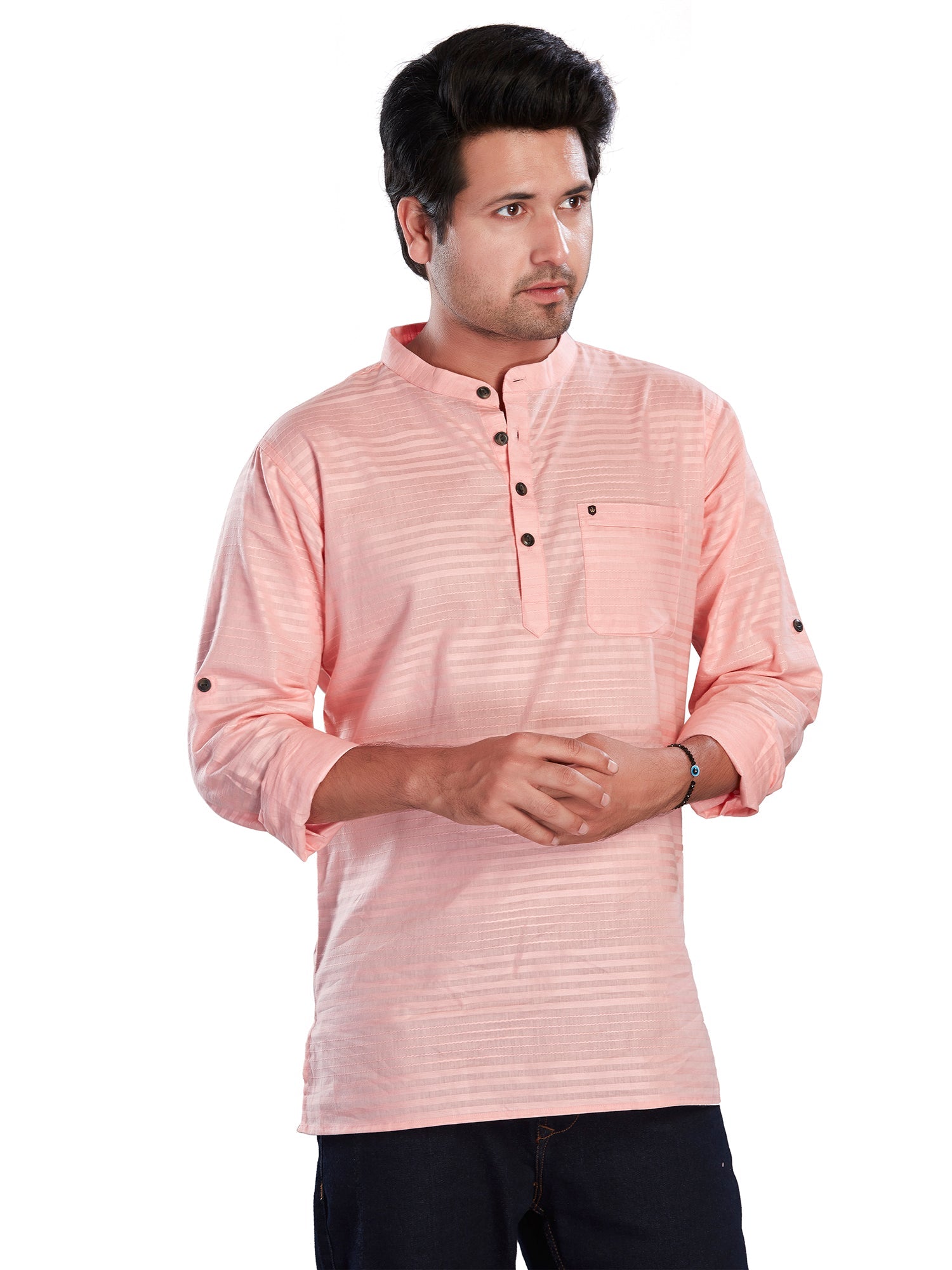 pink Cotton Striped Kurtas for Men | DesiQlo India