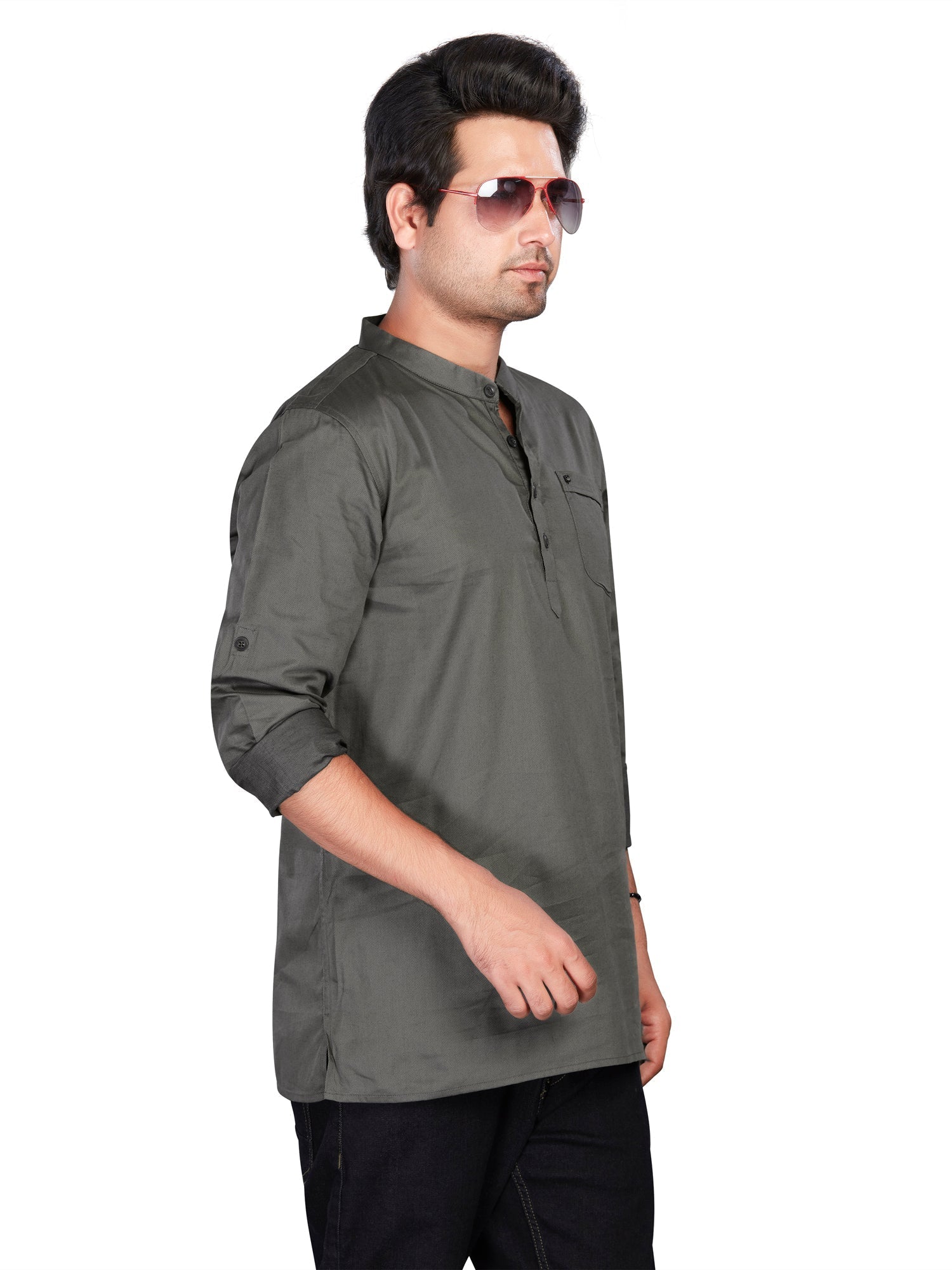 gray Cotton Solid Kurtas for Men | DesiQlo India