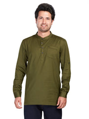 Cotton Short Kurta for Men - Green | SKREJPGRN3