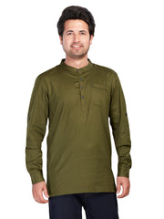 Cotton Short Kurta for Men - Green | SKREJPGRN3
