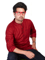 Cotton Short Kurta for Men - White | SKSRSTMAR3