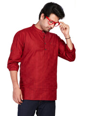 Cotton Short Kurta for Men - White | SKSRSTMAR3