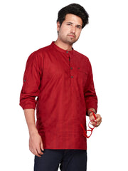 Cotton Short Kurta for Men - White | SKSRSTMAR3