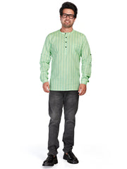 Cotton Short Kurta for Men - Multicolor | SKSRLIGRN3