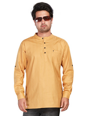 Cotton Short Kurta for Men - Gold | SKSRSSKHK3