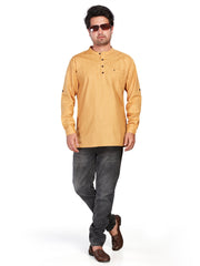Cotton Short Kurta for Men - Gold | SKSRSSKHK3