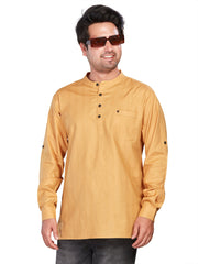 Cotton Short Kurta for Men - Gold | SKSRSSKHK3
