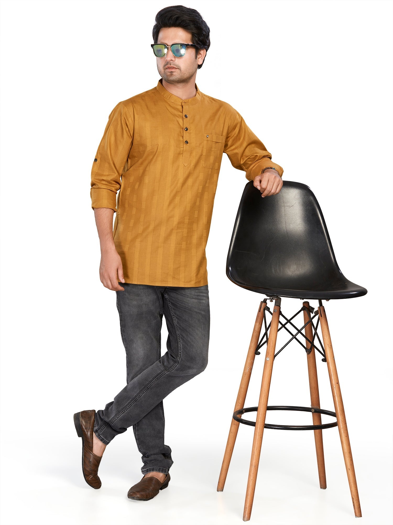 brown Cotton Striped Kurtas for Men | DesiQlo India