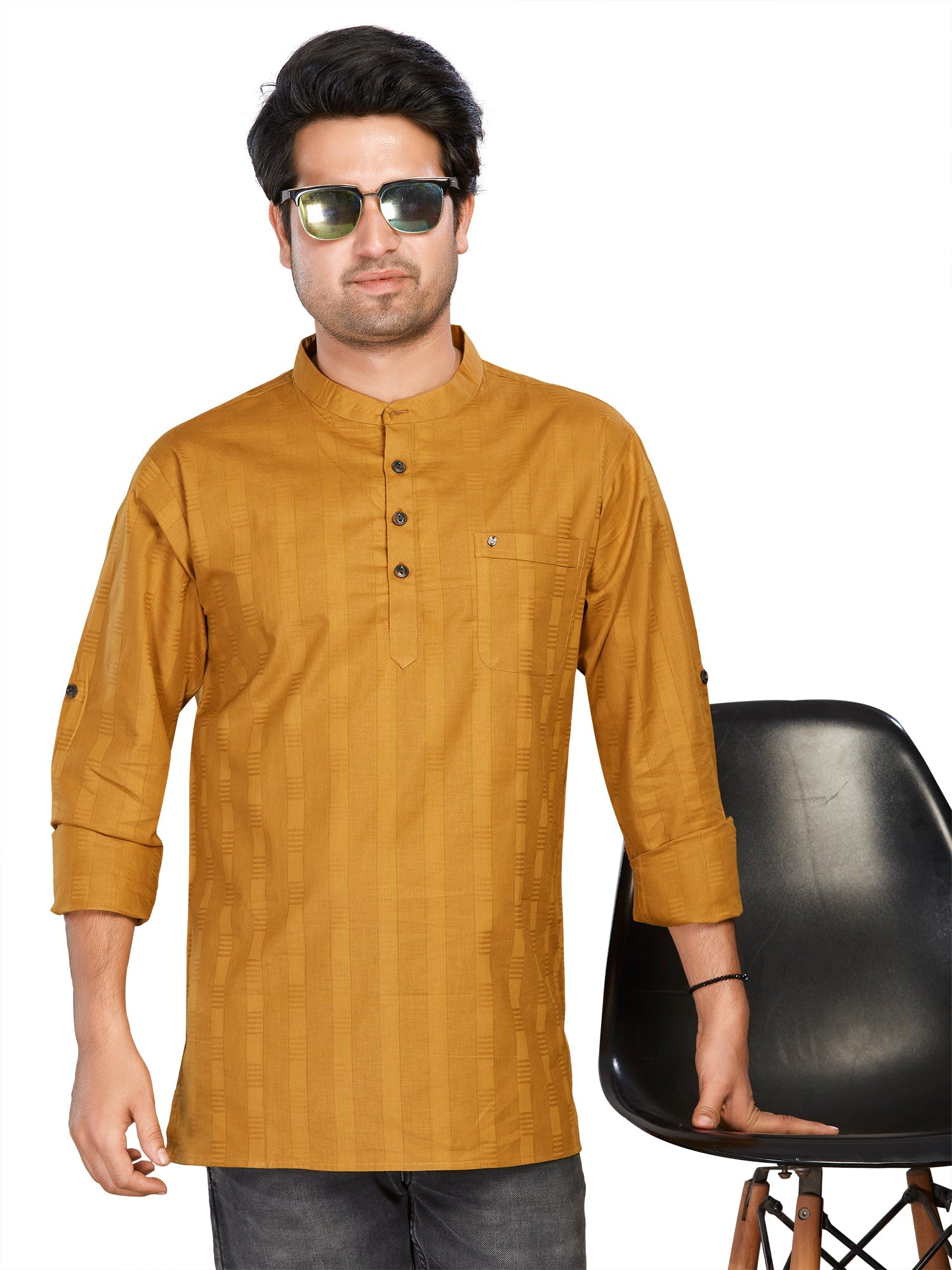 brown Cotton Striped Kurtas for Men | DesiQlo India