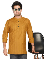 Cotton Short Kurta for Men - Brown | SKSRSTGOL3