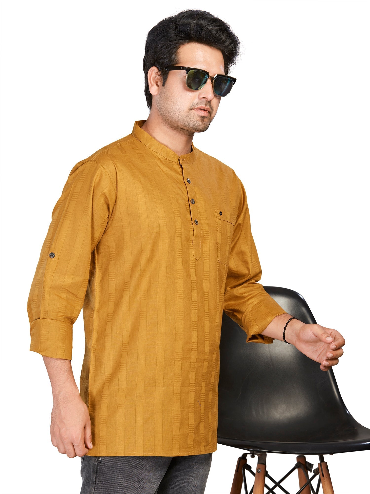 brown Cotton Striped Kurtas for Men | DesiQlo India