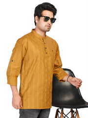Cotton Short Kurta for Men - Brown | SKSRSTGOL3