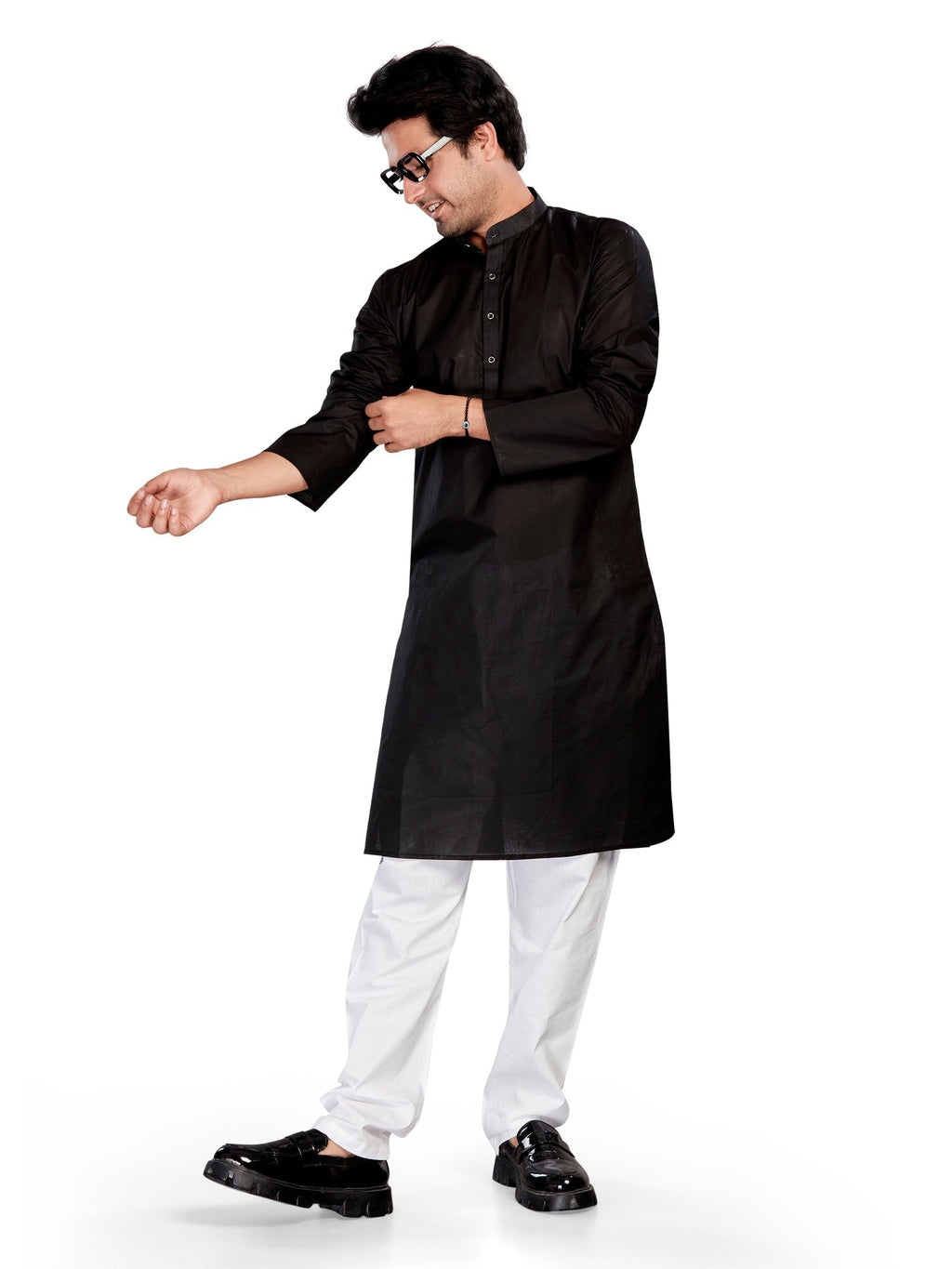 Cotton Kurta for Men - Black | KPSSHPBLK3