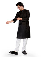 Cotton Kurta for Men - Black | KPSSHPBLK3