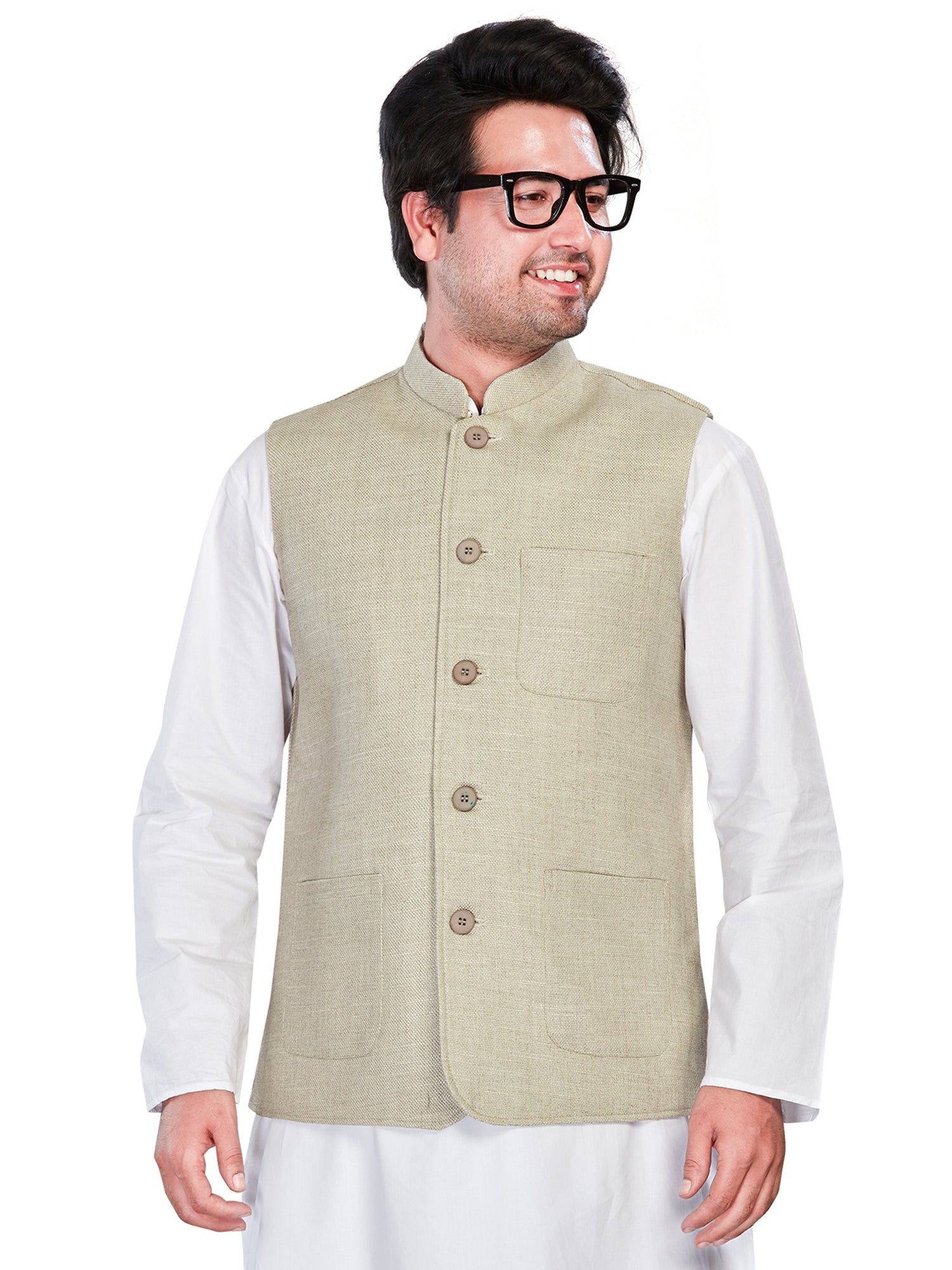 green Linen Solid Indian Wear for Men | DesiQlo India