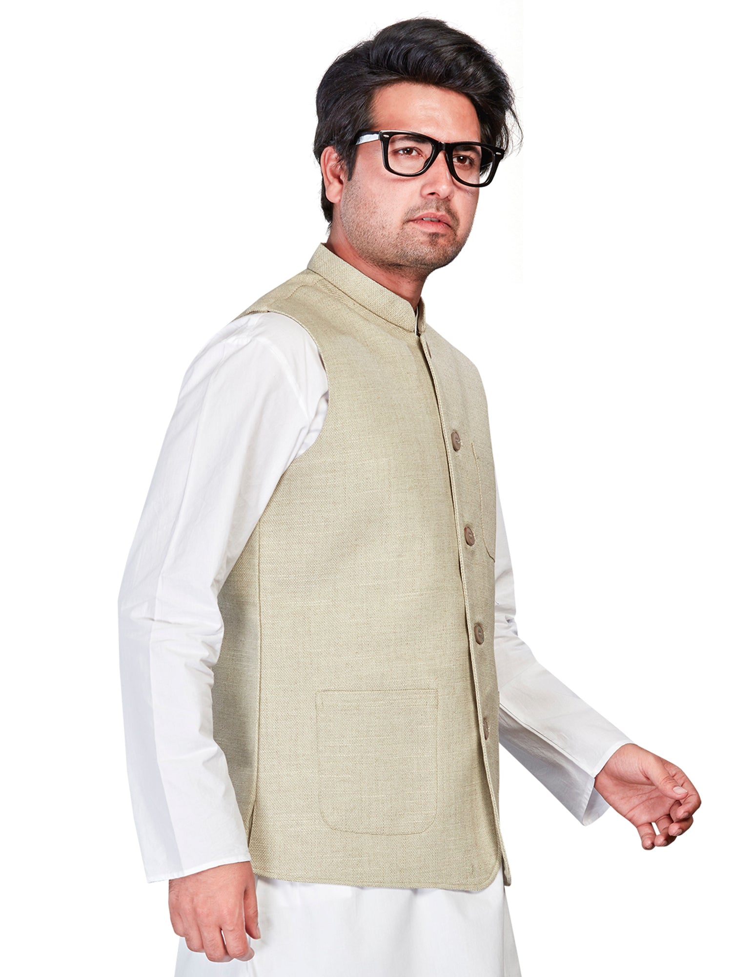 green Linen Solid Indian Wear for Men | DesiQlo India