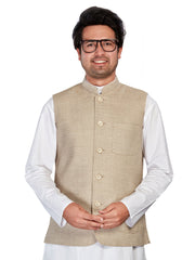 Cotton Nehru Jacket for Men - Beige | WCSR1023PP