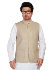 Cotton Nehru Jacket for Men - Beige | WCSR1023PP