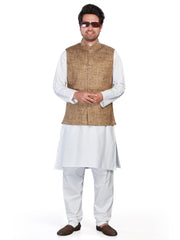 Cotton Nehru Jacket for Men - Brown | WCNVGKBR38