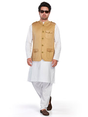 Cotton Nehru Jacket for Men - Beige | WCSR1137KH