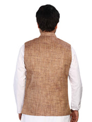 Cotton Nehru Jacket for Men - Brown | WCNVGKMR38