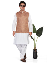 Cotton Nehru Jacket for Men - Brown | WCNVGKMR38