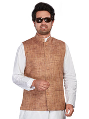 Cotton Nehru Jacket for Men - Brown | WCNVGKMR38