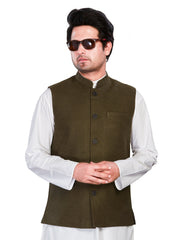 Cotton Nehru Jacket for Men - Green | WCSR1136ML