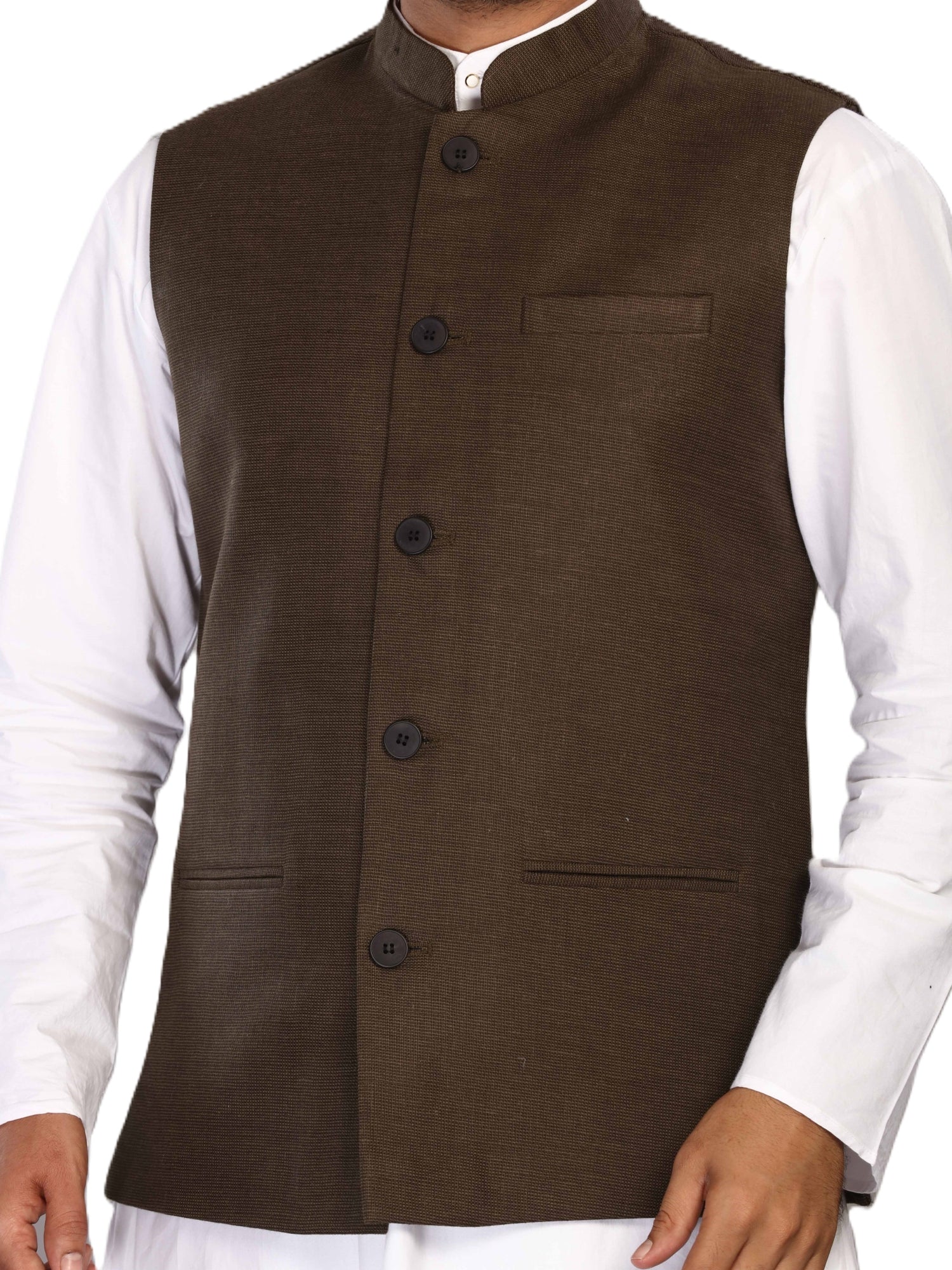green Cotton Solid Indian Wear Nehru Jacket | DesiQlo 2