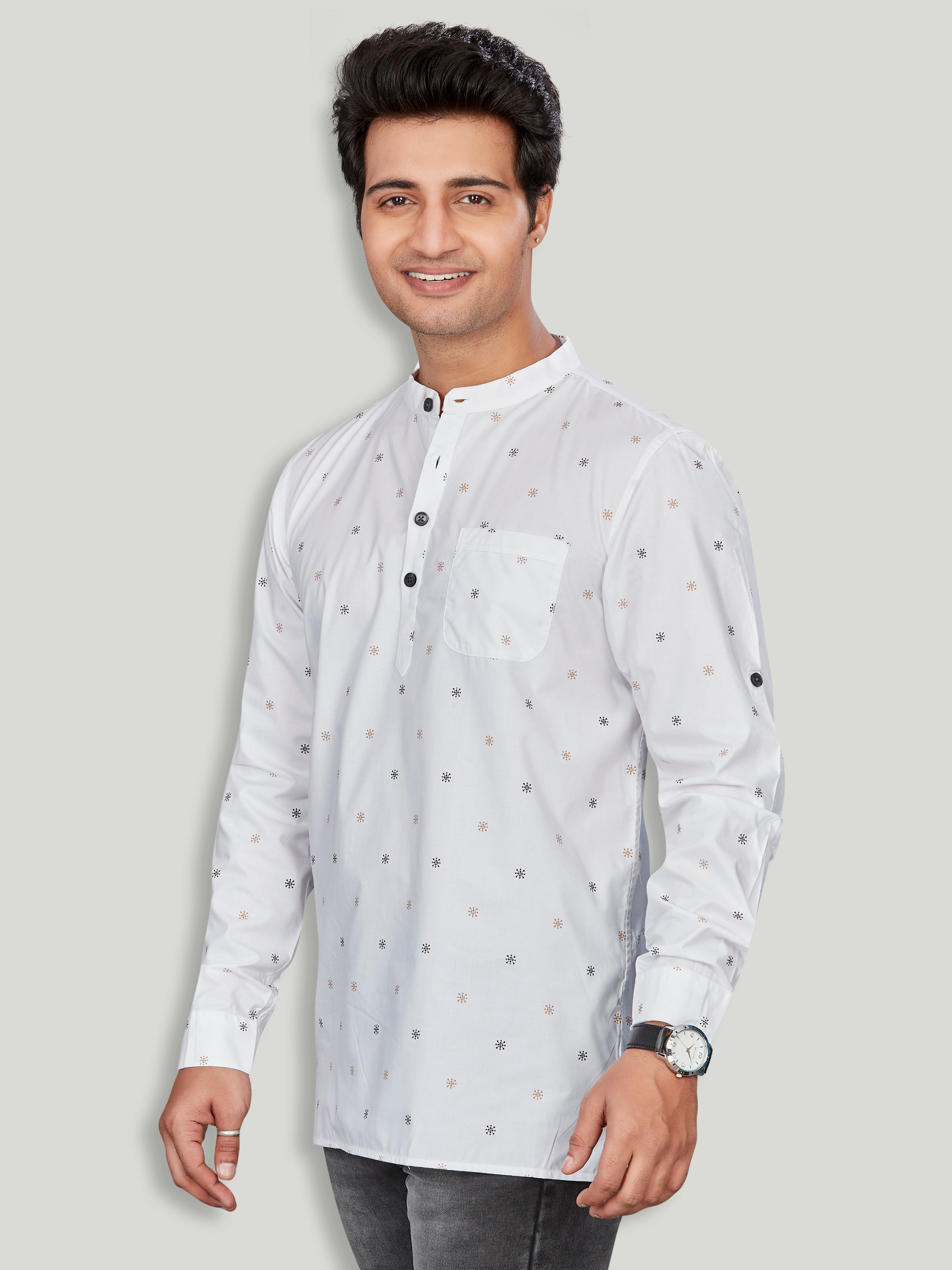 Cotton Short Kurta for Men - Multicolor | SKSRPWBRN3