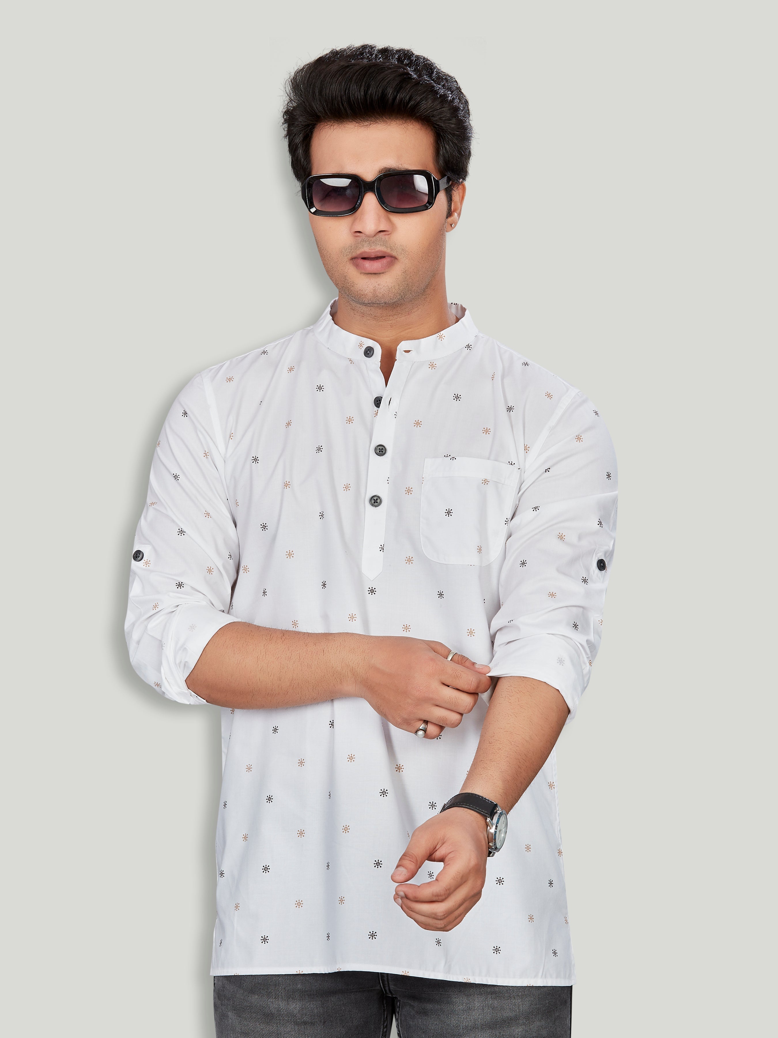 Cotton Short Kurta for Men - Multicolor | SKSRPWBRN3