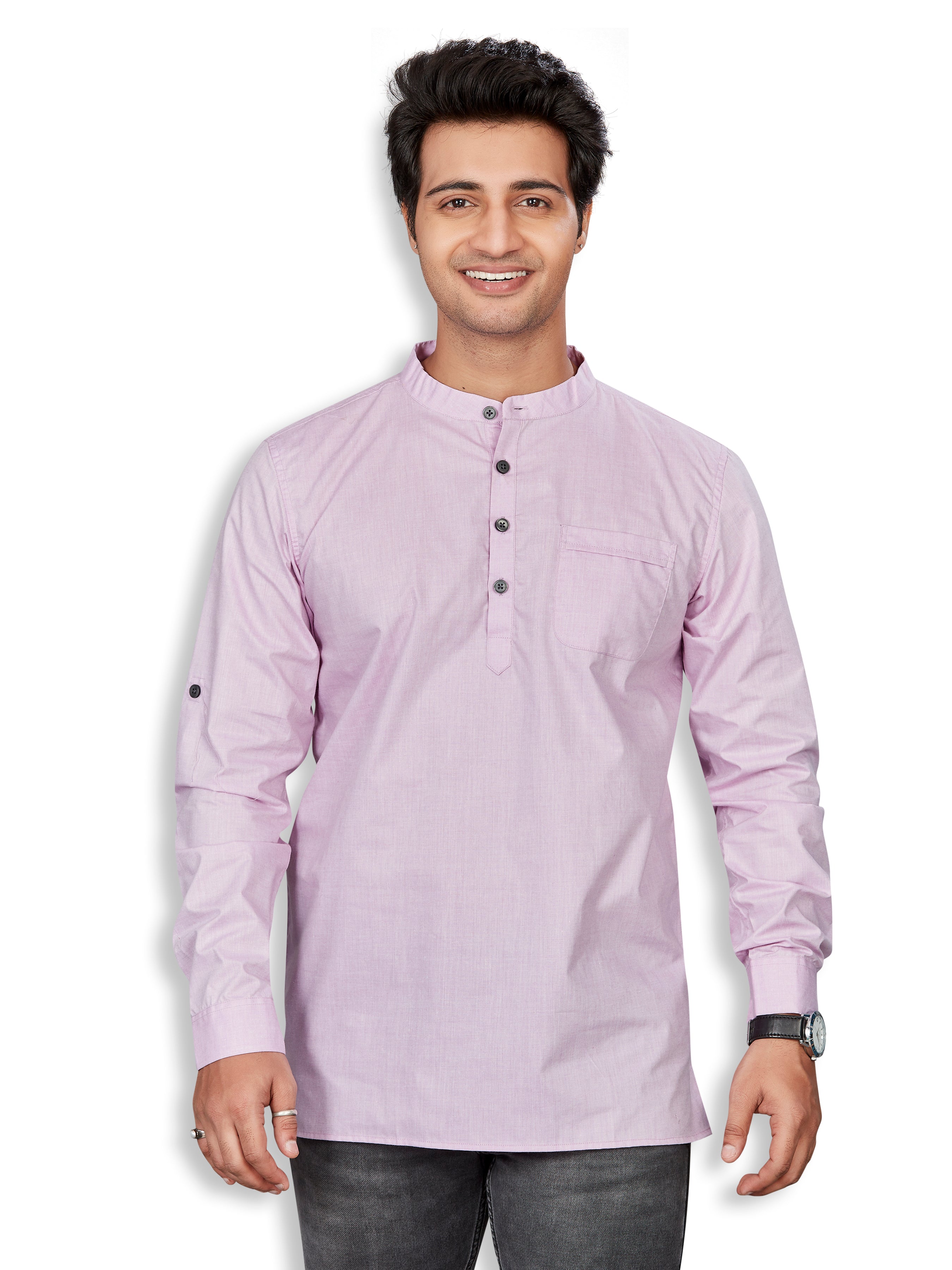 Cotton Short Kurta for Men - Purple | SKSRPLPUR3