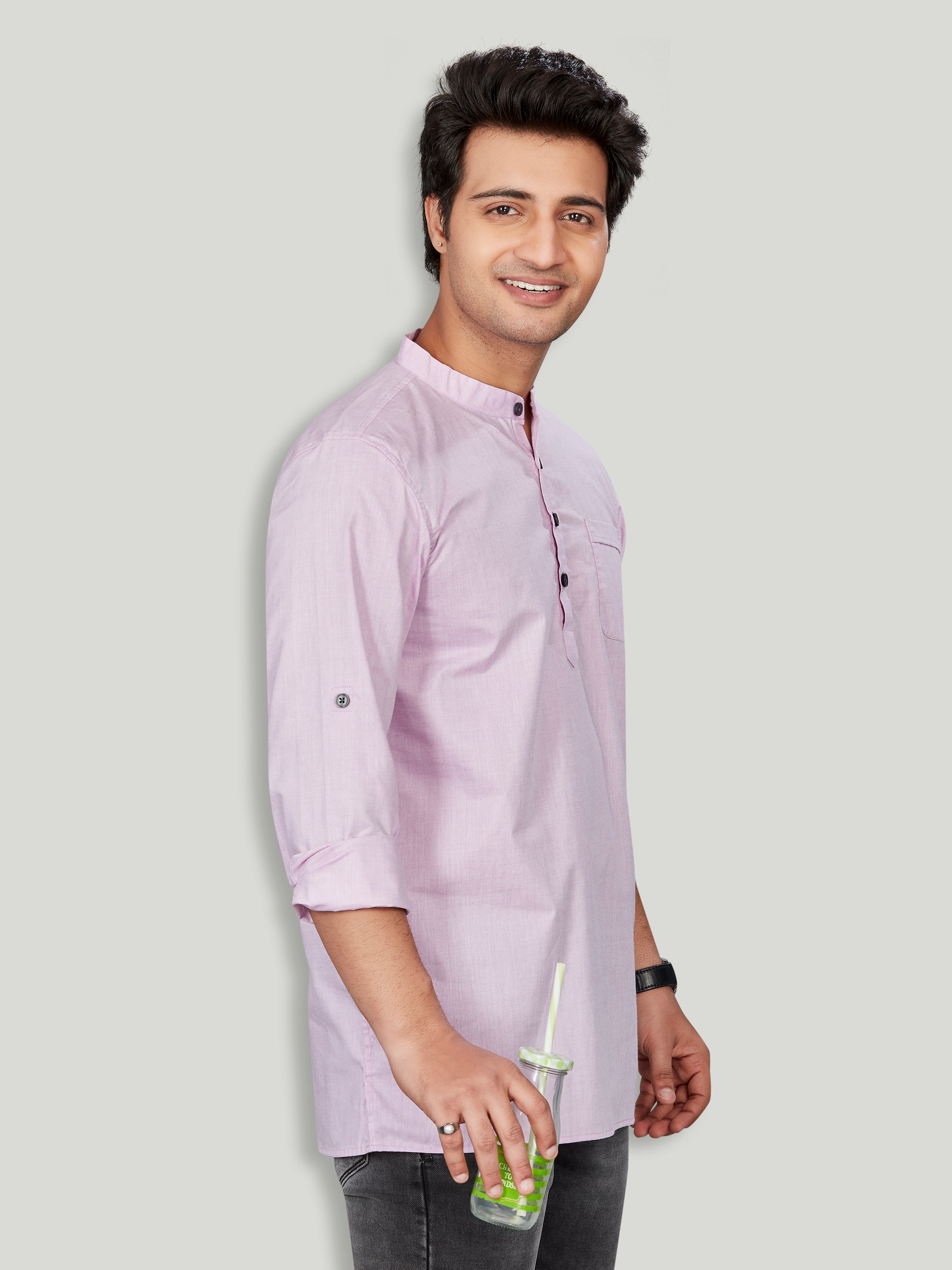Cotton Short Kurta for Men - Purple | SKSRPLPUR3