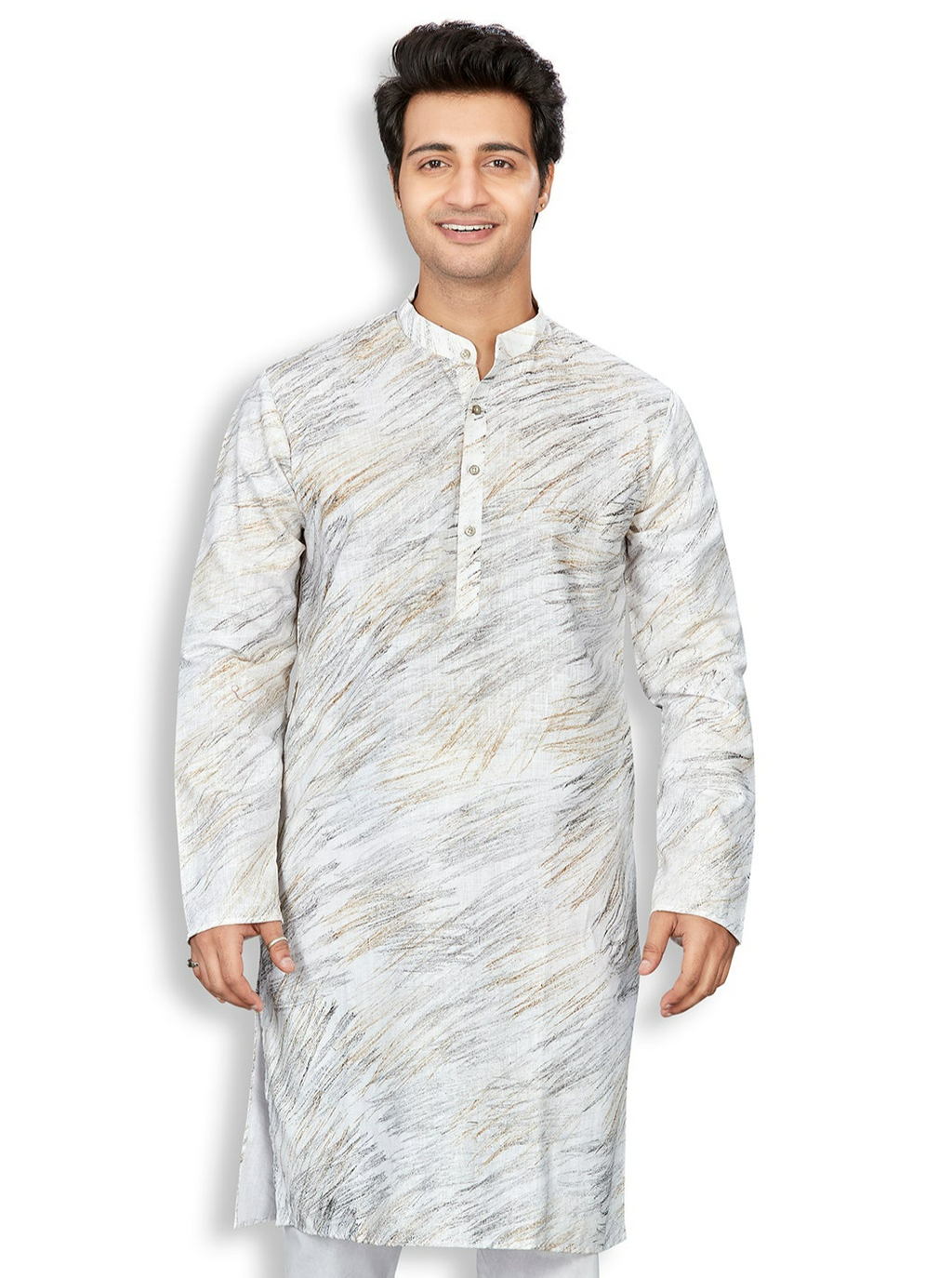 Linen Kurta for Men - White | KPMKBPGOL3