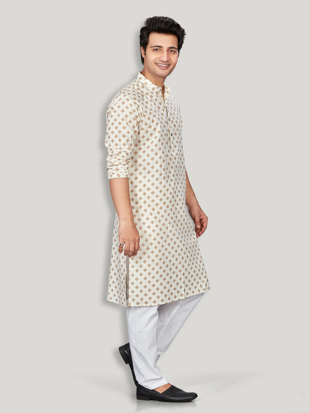 Linen Kurta for Men - Beige | KPMKTPGOSQ