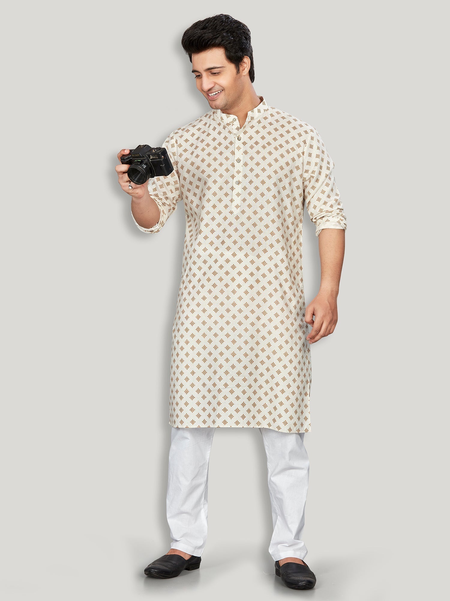 Linen Kurta for Men - Beige | KPMKTPGOSQ