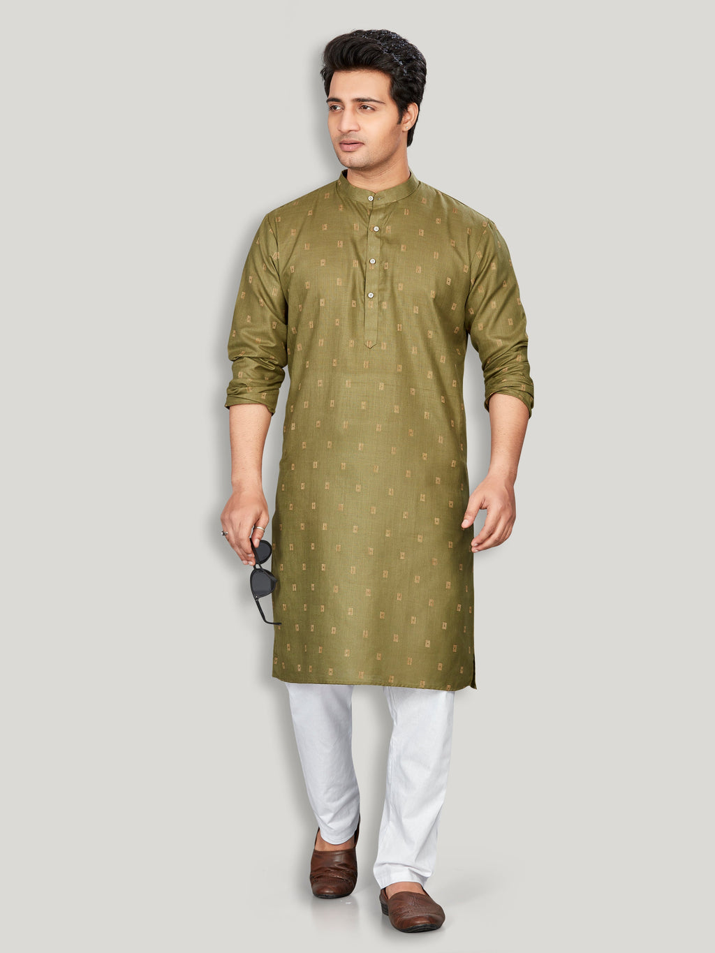 Cotton Kurta for Men - Green | KPSRBUGRN3