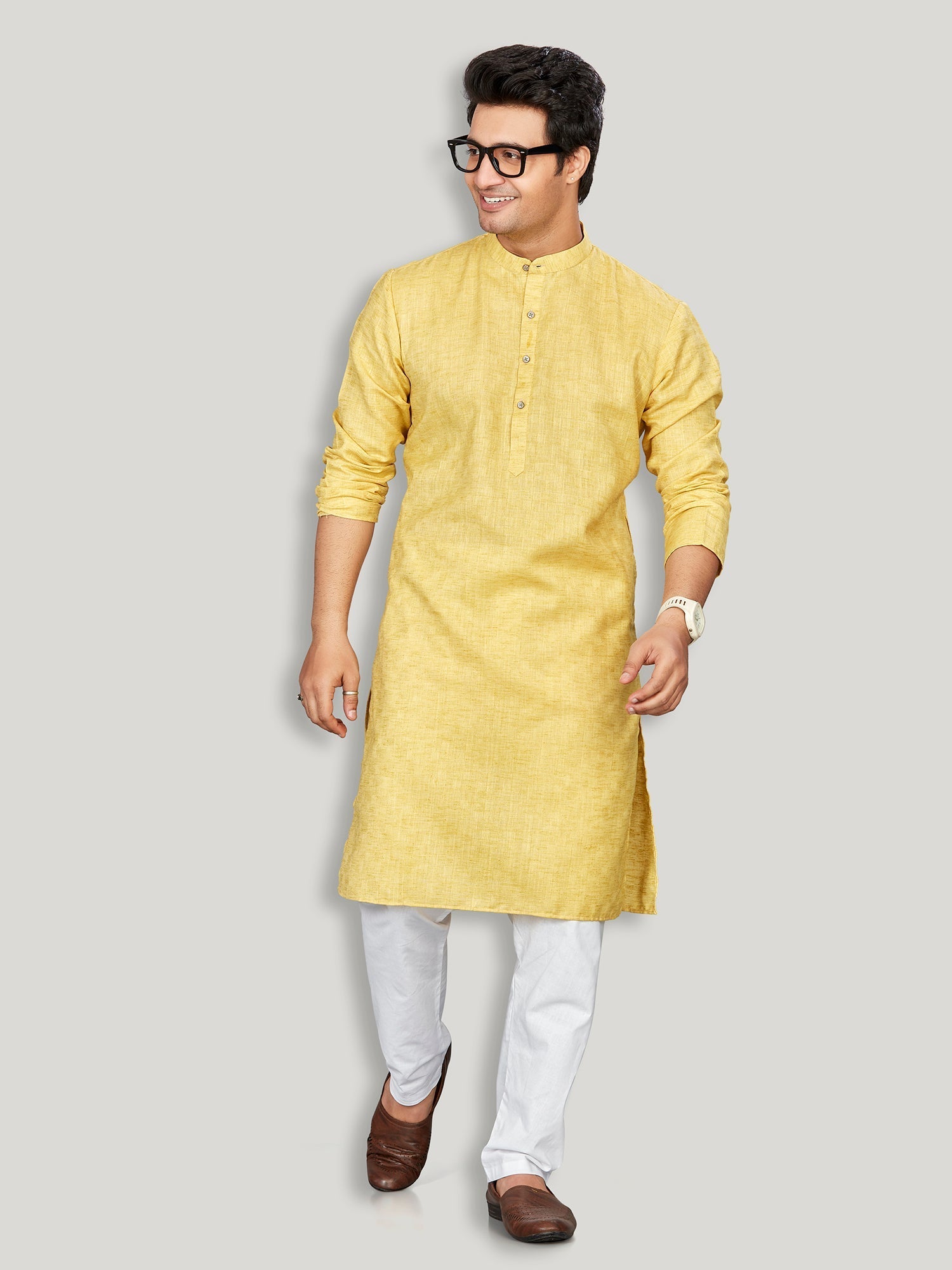 Cotton Kurta for Men - Yellow | KPSRJQYL38