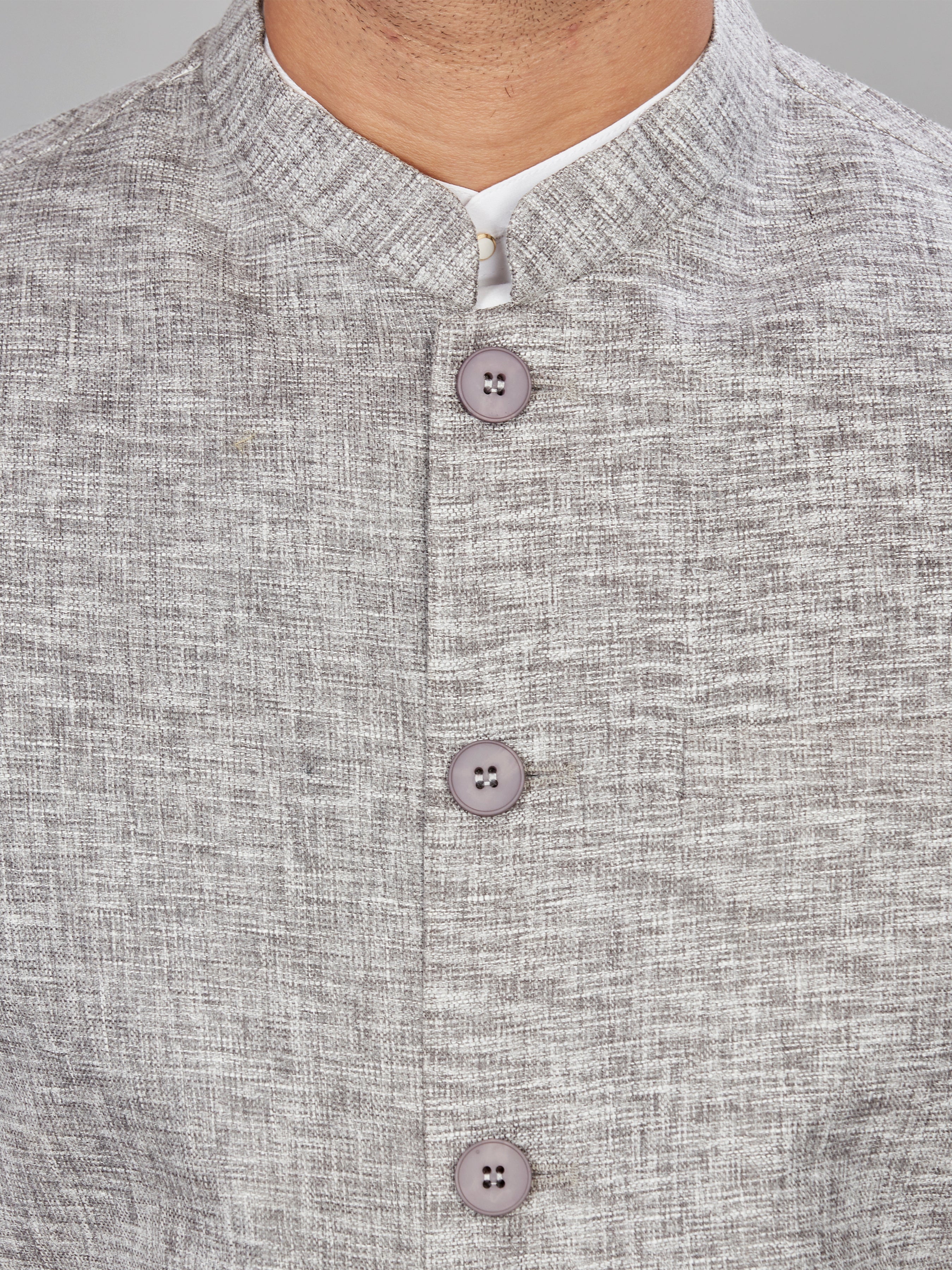 gray Cotton Solid Indian Wear Nehru Jacket | DesiQlo
