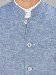 Linen Nehru Jacket for Men - Blue | WCSR1088DN